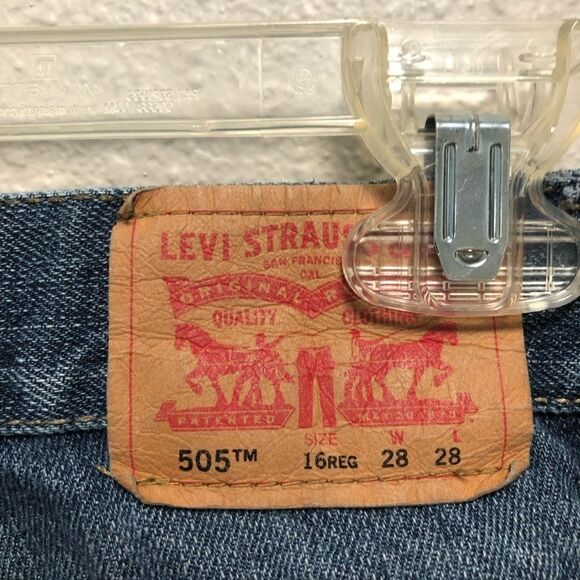 Levi's 505 Blue Straight Jeans Men's size W28 L28 - Picture 4 of 7